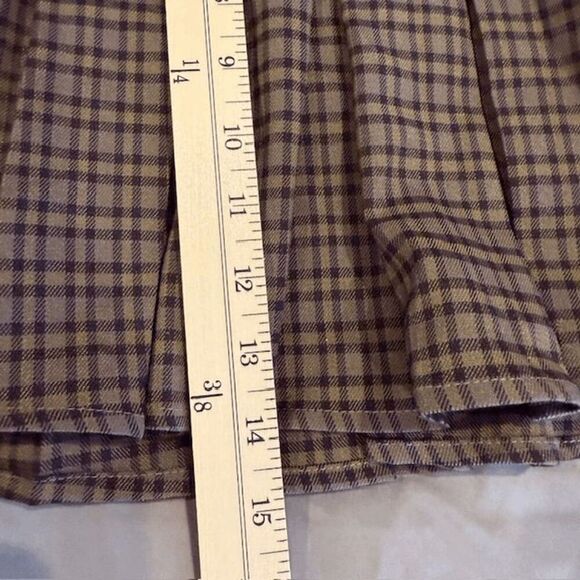NWT Cider Pleated Buckle Skirt Brown Check Plaid Belt Size Medium - Picture 9 of 10